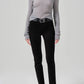 Isola Crop Slim with Welt Pocket in Black Velvet