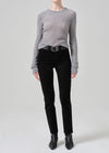 Isola Crop Slim with Welt Pocket in Black Velvet