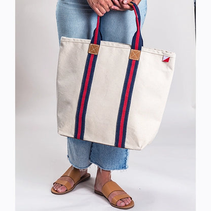 Society Canvas Tote with Leather Trim