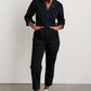 Zip Jumpsuit in Washed Black Herringbone