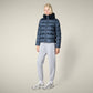 Save the Duck Puffer in Night Blue with Faux Fur Collar