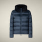 Save the Duck Puffer in Night Blue with Faux Fur Collar