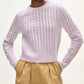 Cashmere Cable Shrunken Crew Lilac
