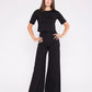 Ponte Knit Long Wide Leg In Black