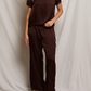 Camille luxe satin straight leg pant in blackberry