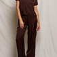 Camille luxe satin straight leg pant in blackberry