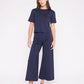Ponte knit cropped wide leg navy