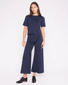 Ponte knit cropped wide leg navy