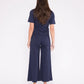 Ponte knit cropped wide leg navy