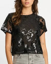 Carmen Top in Black Sequin