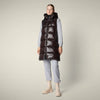 Long Vest Brown Black Shine